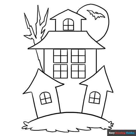 Haunted House Coloring Page | Easy Drawing Guides