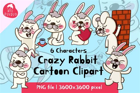 Crazy Rabbit Cartoon Clipart Graphic by MTK Studio · Creative Fabrica