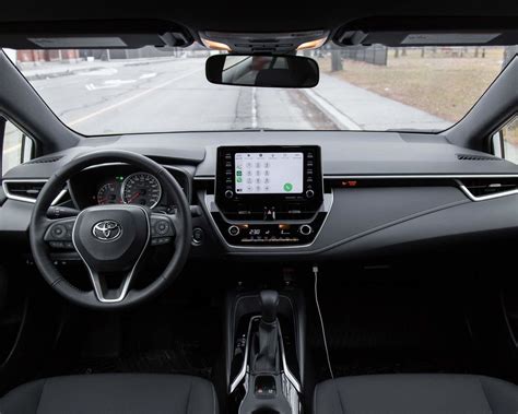 Interior front view of the dashboard of the 2021 Toyota Corolla ...