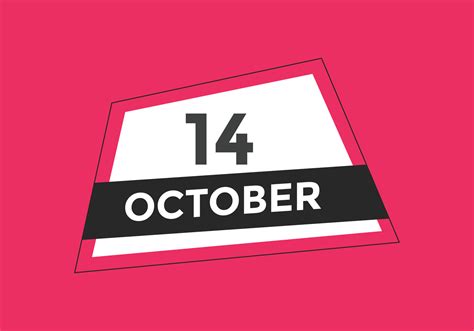 october 14 calendar reminder. 14th october daily calendar icon template. Calendar 14th october ...