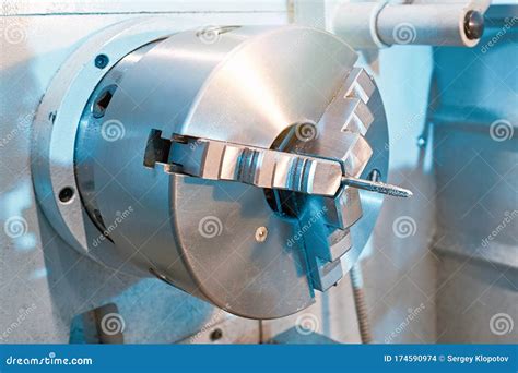 A Closeup of a Spindle of a Modern Lathe Stock Photo - Image of processing, iron: 174590974