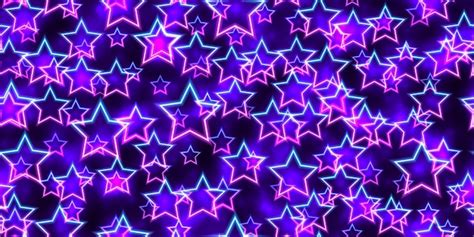 Premium Vector | Purple and blue neon stars seamless pattern