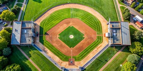 Drone Aerial View Flying Above a Outdoor Baseball Field Diamond AI Generative Stock Photo ...