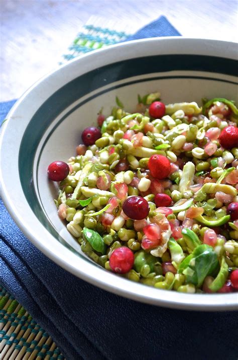 Mung Bean Sprouts Salad Recipe With Brussel Sprouts and Pomegranate by Archana's Kitchen