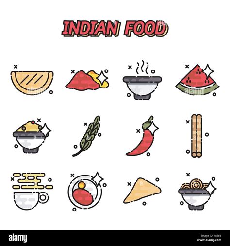 Indian food cartoon concept icons. Indian food brand elements Stock Vector Image & Art - Alamy