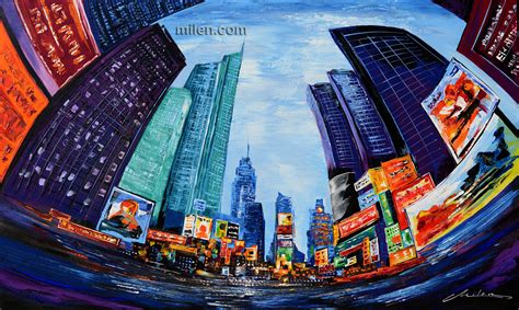 Times Square – cityscape – Abstract Paintings, Amazing Original Abstract Cityscapes by Milen