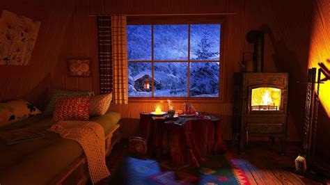 Sleep in a Cozy Winter Hut with Blizzard and Fireplace Sounds for Sleep - YouTube Rain And ...