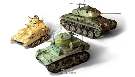 The main allied light tanks during WWII: The British Vickers Mark VI, the M3 Stuart and the M24 ...