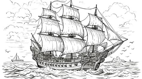 Pirate Ship Coloring Picture - Free Printable Templates