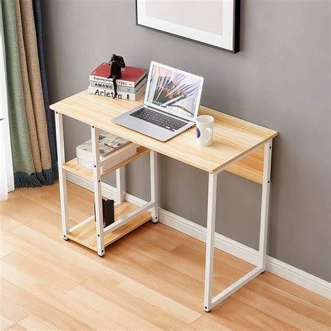 Computer Desk 39.4" Small Spaces Writing Desk with Storage Shelves for ...