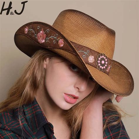 Aliexpress.com : Buy Women Western Cowboy Hat For Summer Elegant Lady Cowgirl Sombrero Hombre ...