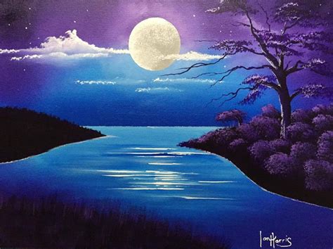 Night Sky Moon Painting at PaintingValley.com | Explore collection of Night Sky Moon Painting