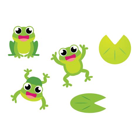 Set of Cute Frog cartoon characters 6431687 Vector Art at Vecteezy