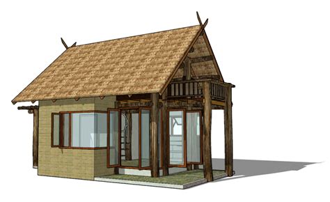 Bungalow with straw roof sketchup model | Thousands of free CAD blocks