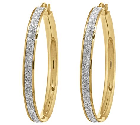 14K Gold Large Glitter Infused Hoop Earrings — QVC.com