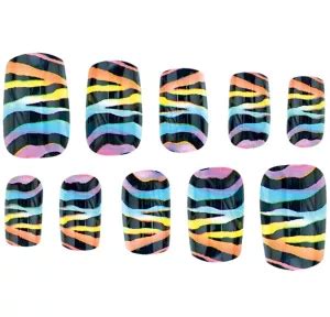 Rainbow Zebra Print Nails - Party City