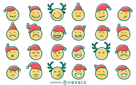 Hand drawn Christmas emoji set - Vector download