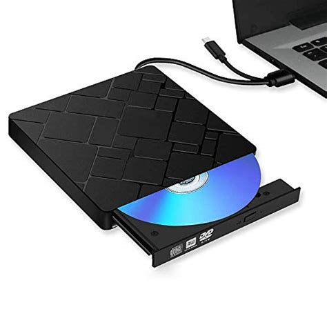 Auitee External CD DVD Drive,USB 3.0 Type C Dual Port Slim Portable External CD DVD Rewriter ...