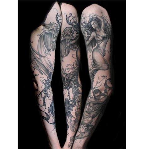 angel tree sleeve tattoo by Aubrey Mennella : Tattoos