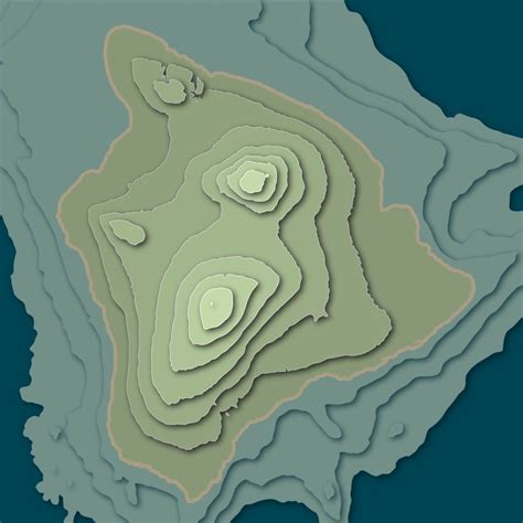 Island of Hawaii 3D Topographic Map 13.5 x 13.5