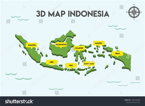 3d Map Indonesia Covering All Islands Stock Vector (Royalty Free) 1485458288 | Shutterstock