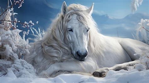 Premium AI Image | white horse unicorn