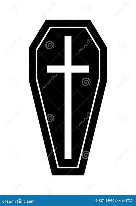 Silhouette Coffin Icon For Halloween Vector Illustration | CartoonDealer.com #127456900