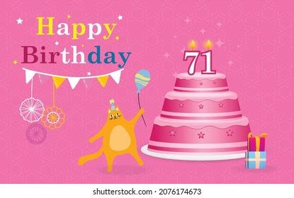 Happy 71 Birthday Greeting Card Vector Stock Vector (Royalty Free) 2076174673 | Shutterstock