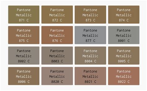 Pantone Metallic Color Chart