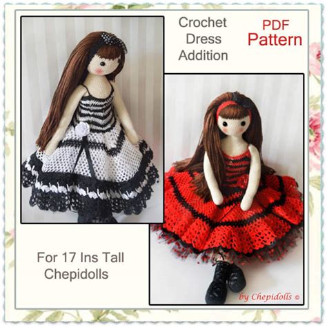 ADDITION PATTERN, Crochet Flamenco Dress Pattern for 17 Inch Tall Chepidolls - Etsy