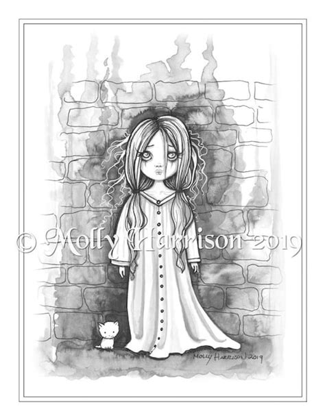 Little Ghost Girl Grayscale Coloring Page Printable Girl | Etsy