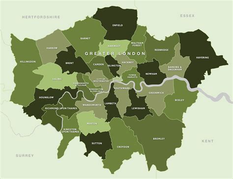 Map of London boroughs - royalty free editable vector map - Maproom