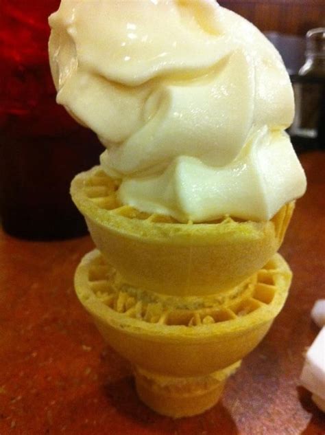 Just got this weird ice cream cone. Maybe it's good luck. : pics