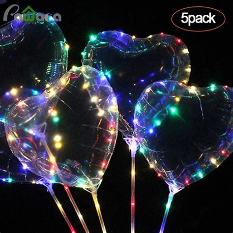 5pcs 18'' LED Light Up Balloons Star Heart Shaped Clear Bobo Balloons ...