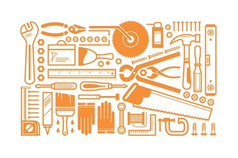 Flat construction tools set bundle 565076 Vector Art at Vecteezy