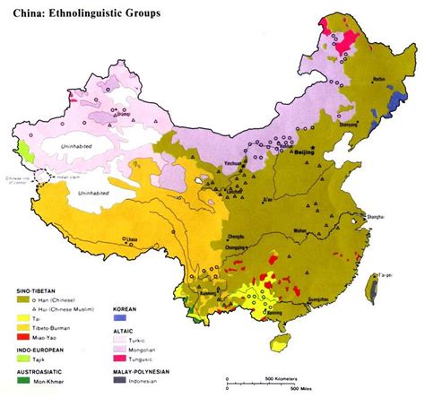 1983 Map of ethnolinguistic groups in mainland China and Taiwan [1024 x 960] | China map, Map ...