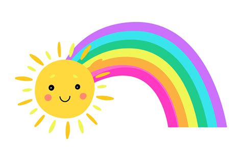 Cartoon Sun And Rainbow