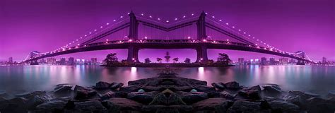 HD wallpaper: bridge, photography, purple, city, night | Wallpaper Flare