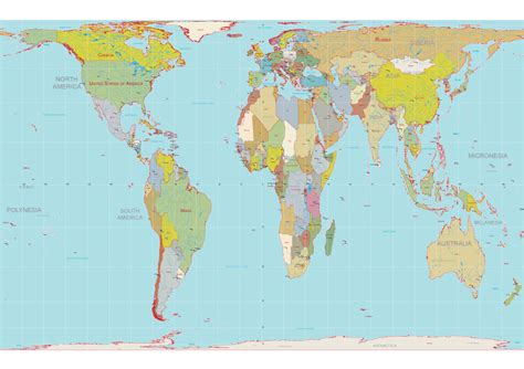 Gall Peters Projection World Map | US States Map