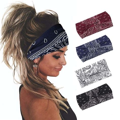 Yean Cotton Floral Bandana Headbands, 4-Piece