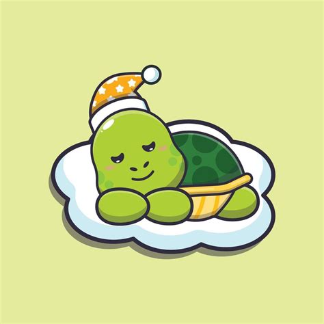 Cute turtle sleep cartoon vector illustration 6664831 Vector Art at Vecteezy