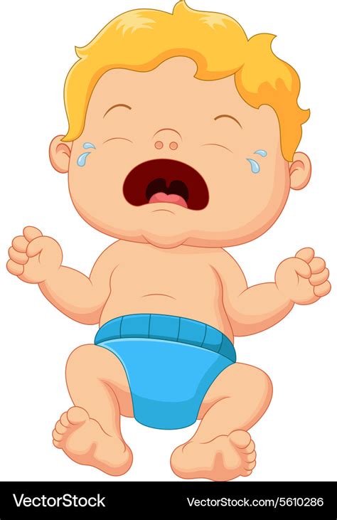 Cartoon little baby crying Royalty Free Vector Image