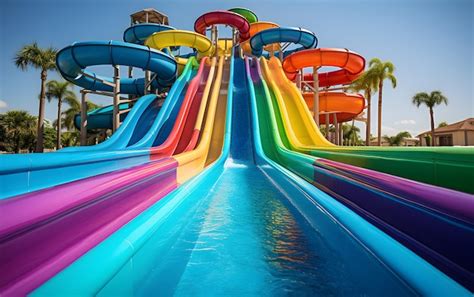 Premium AI Image | Beautiful water park with colorful water slides