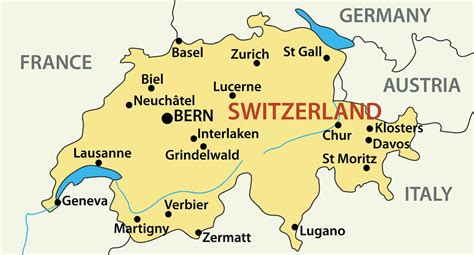 Switzerland Map With Cities Printable