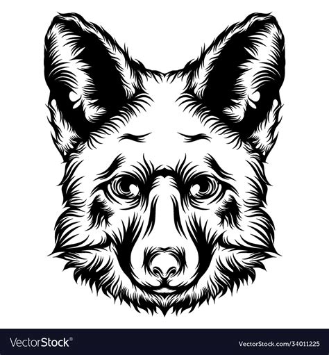 A dog tattoo with black outline Royalty Free Vector Image