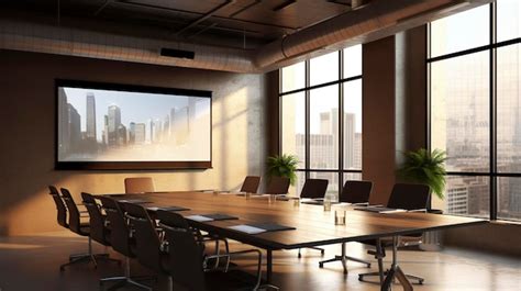 Premium AI Image | Business Meeting Room with Projector Screen