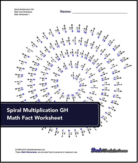 Multiplication Worksheets for Spiral Multiplication GH: Math Fact Worksheet | Math fact ...