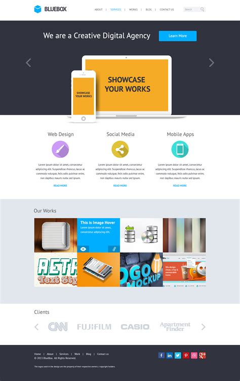 BlueBox: Flat Website PSD Templates Design