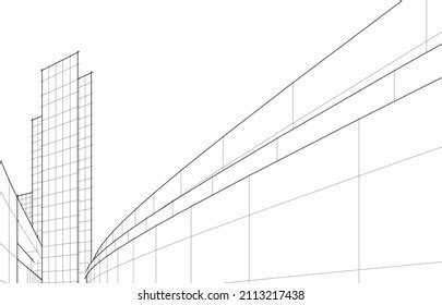 Abstract Architecture Linear Drawing Vector Illustration Stock Vector (Royalty Free) 2113217438 ...