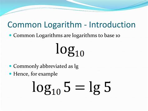 PPT - Logarithm – Common and Natural Logarithms PowerPoint Presentation - ID:6011667